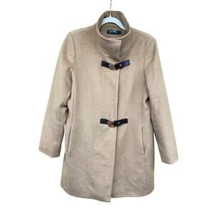 Lauren Ralph Lauren Wool Women's Tan Buckle High Neck Quiet Luxury Coat 8
